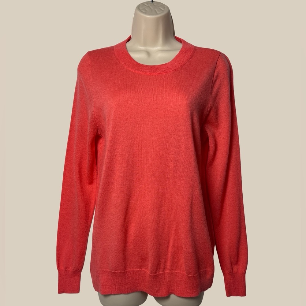 J. Crew Factory Merino Wool Blend Crewneck Sweater Pullover Coral Red SZ M